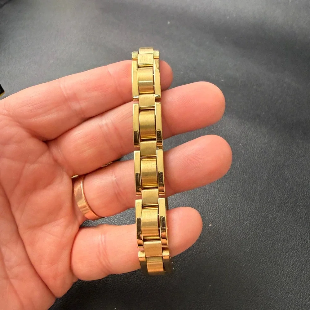 MSRP $105 Armitron 20/5374GP Men's Gold Tone Watch w/ Bracelet Set New Battery
